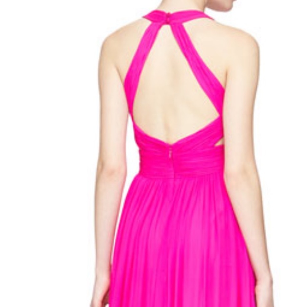 Halter Gown With Cutout Back Fuchsia
